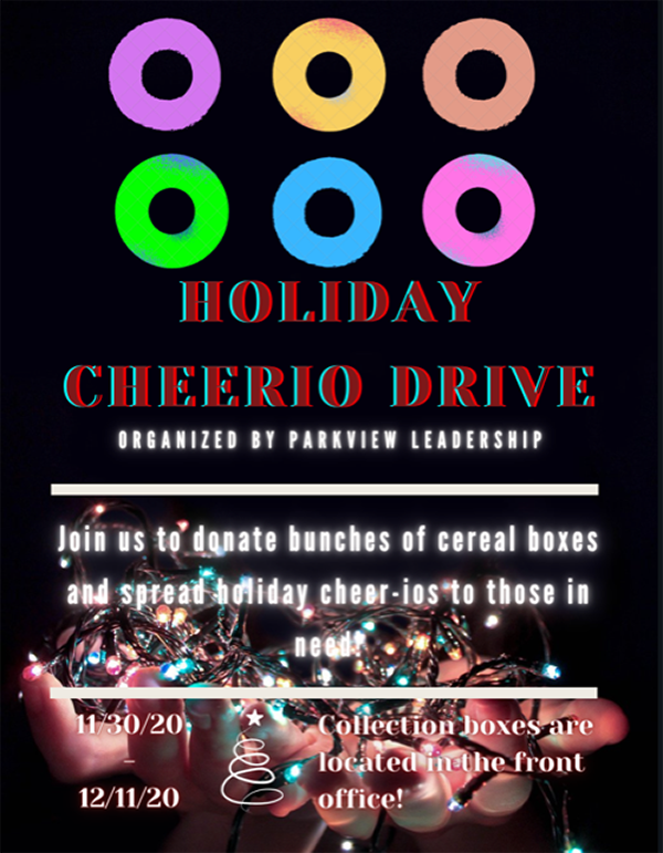 Holiday Cheerio Drive: 11/30/20 - 12/11/20